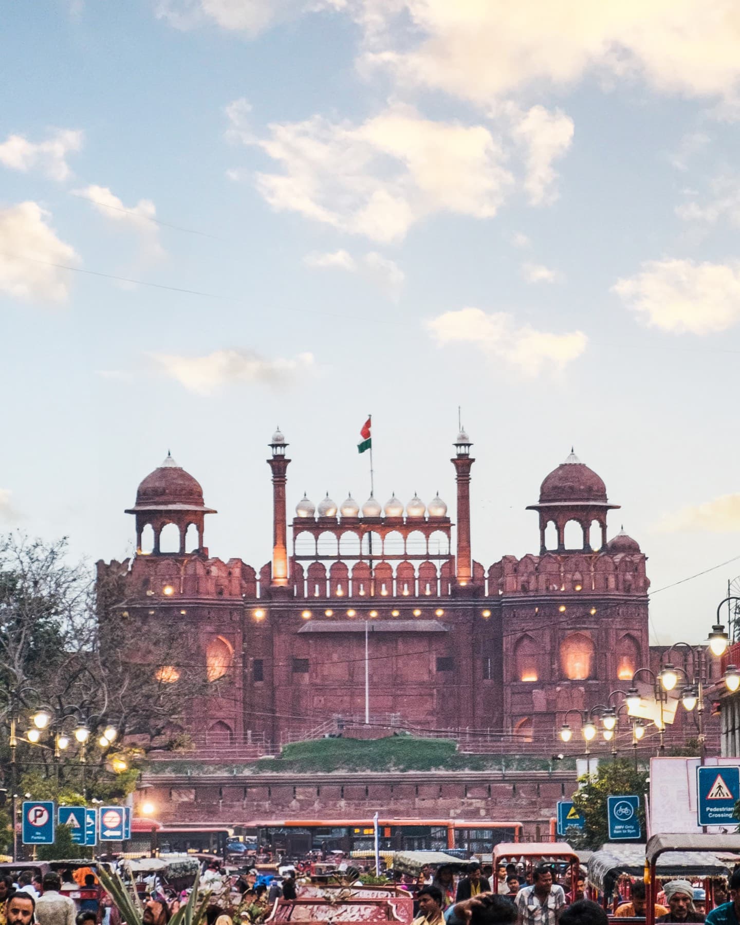 Approach to the fort gate at dusk